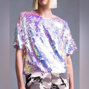 NWT Le Superbe Mimosa Iridescent Sequin Top - Pink Champagne Sequin Top 4